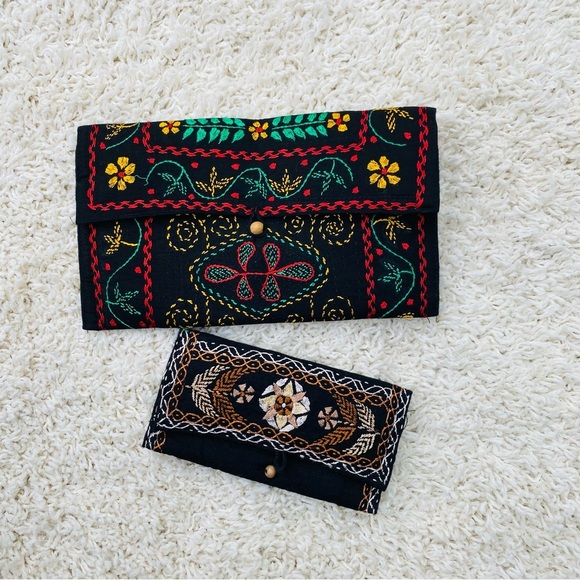 Bird & Elephant Embroidery (2) Set Small Clutch Wallet - Picture 7 of 7